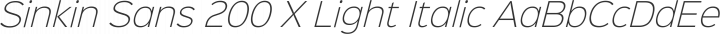 Sinkin Sans 200 X Light Italic free font