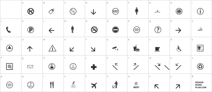 Symbol Signs Glyph Map