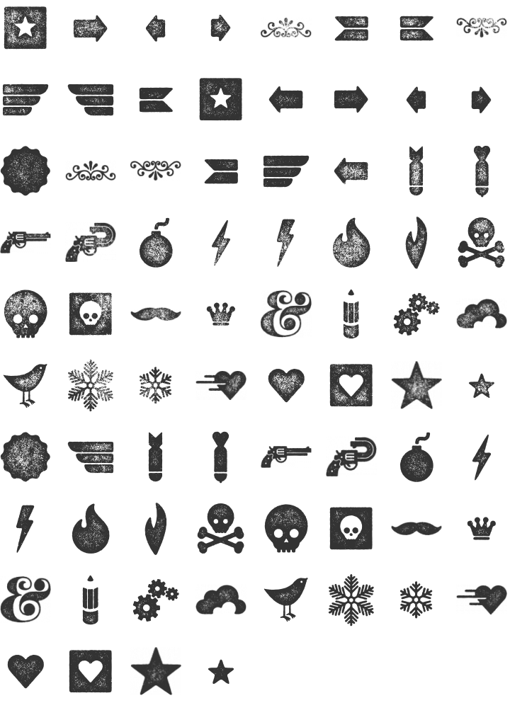 Veneer Dingbat Font Specimen