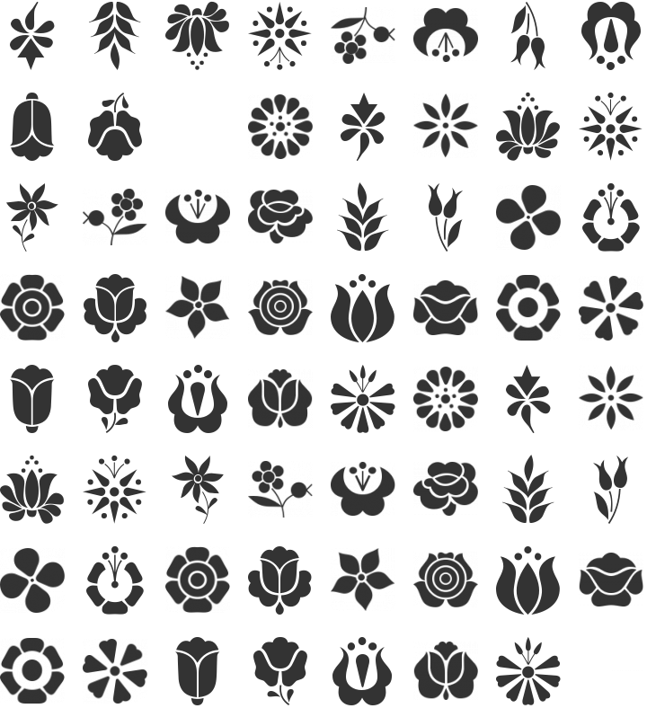 Kalocsai Flowers Dingbat Font Specimen