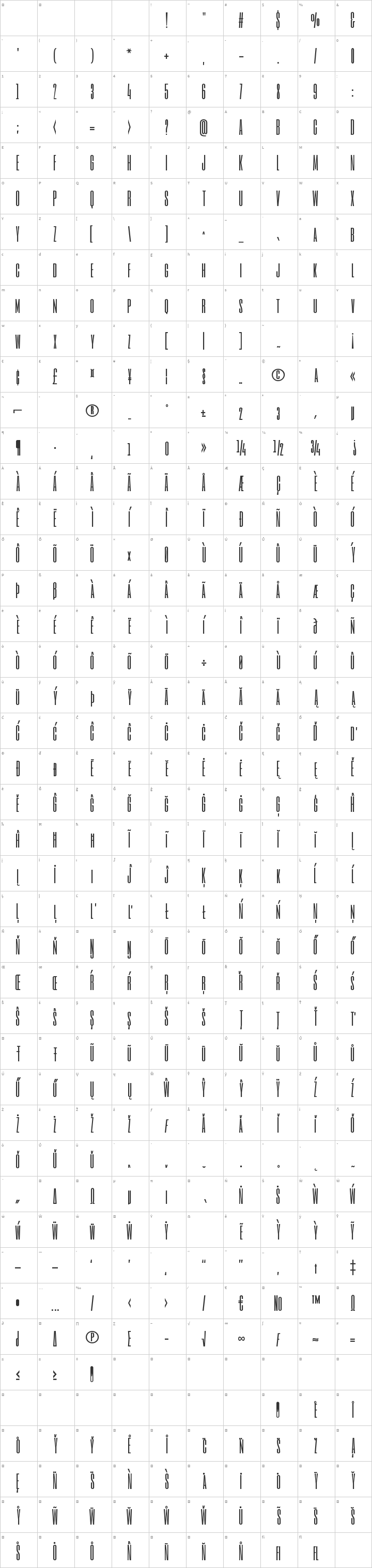 Six Caps Glyph Map
