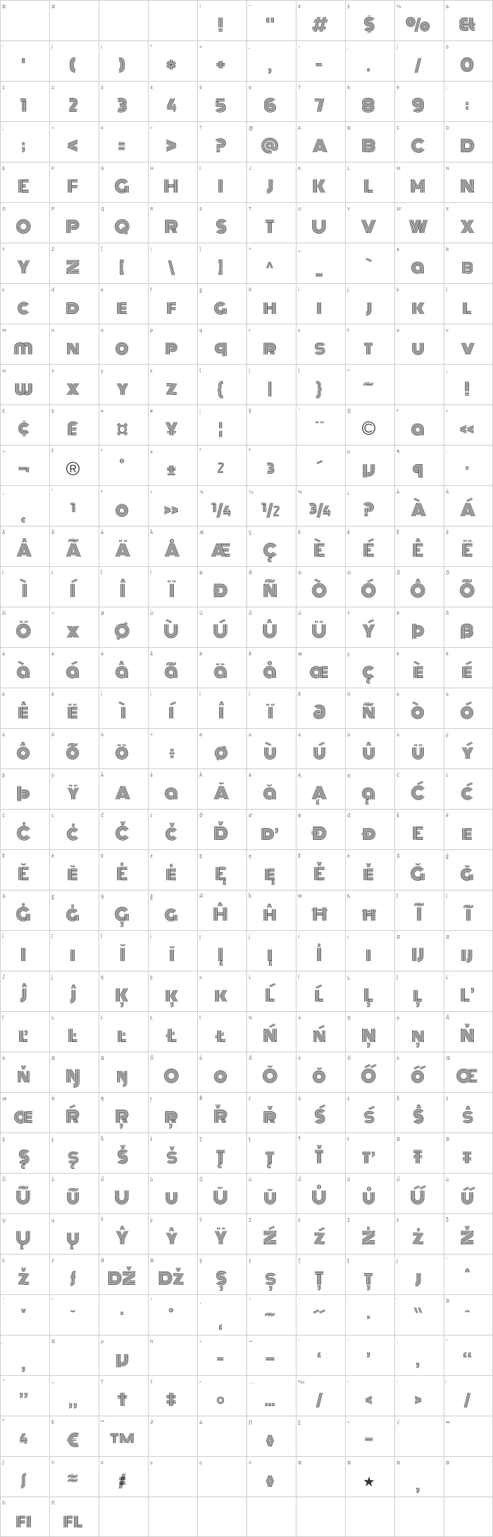 Monoton Glyph Map